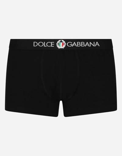 Dolce & Gabbana Two-way-stretch Jersey Regular-fit Boxers With Emblem