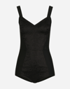 Dolce & Gabbana Elasticated Corset-style Bodysuit In Black