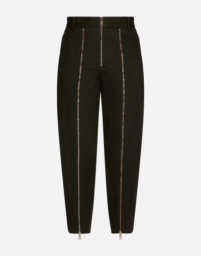 Dolce & Gabbana Washed Stretch Gabardine Trousers With Zipper