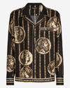 DOLCE & GABBANA COIN PRINT SILK TWILL SHIRT