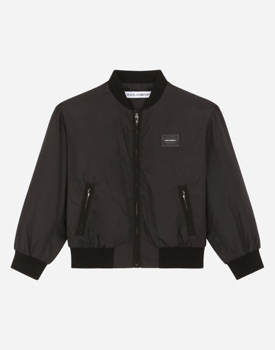 Dolce & Gabbana Nylon Bomber Jacket With Logo Plate