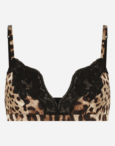 Dolce & Gabbana Leopard-print Soft Cup Bra With Lace