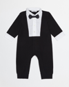 Dolce & Gabbana Smocked Cotton Interlock Romper In Black