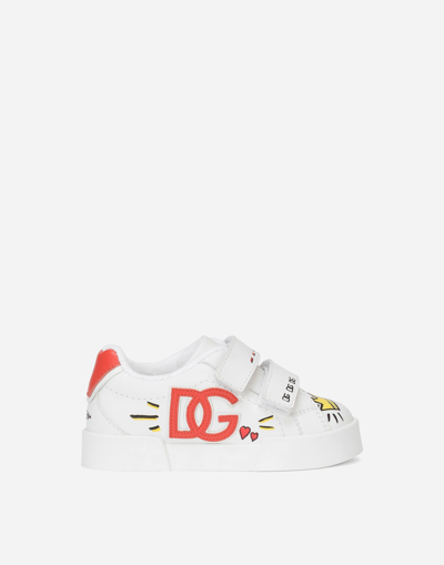 Dolce & Gabbana Babies' Girls White Leather Dg Logo Trainers