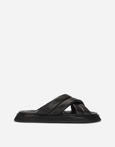 Dolce & Gabbana Nappa-look Fabric Sandals In Black