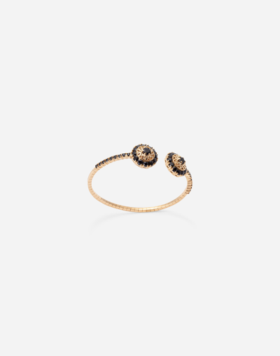 Dolce & Gabbana Family Yellow Gold Bracelet With Rosette Motif And Black Sapphire