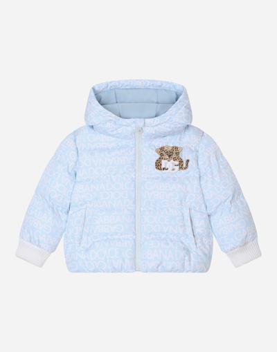 Dolce & Gabbana Babies' Logo-patch Zipped Padded Coat In Blue