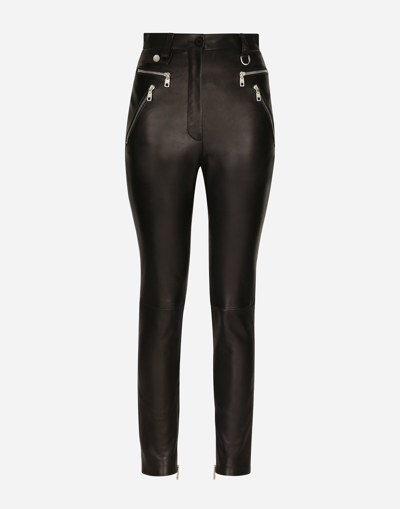 Dolce & Gabbana Faux Leather Jeans With Zipper
