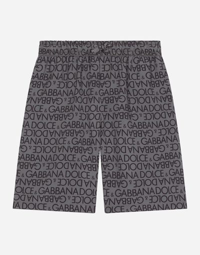 Dolce & Gabbana Kids' Logo-print Knee-length Shorts In Grey