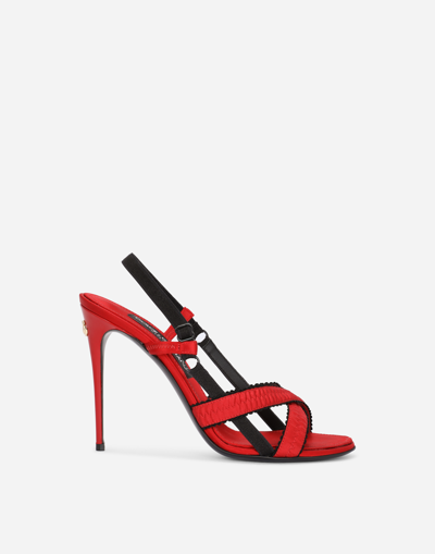 Dolce & Gabbana Corset-style Satin Sandals In Red Black