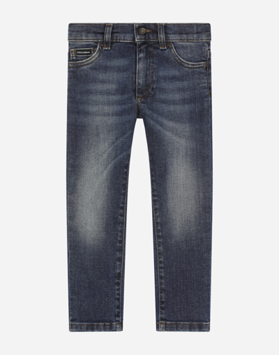Dolce & Gabbana Blue Wash Slim-fit Stretch Denim Jeans