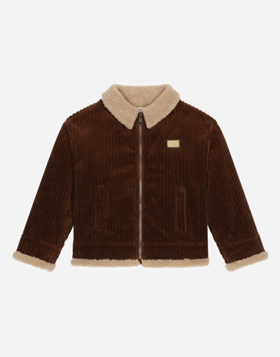 Dolce & Gabbana Corduroy Jacket With The Logo Tag And Faux Fur Interior