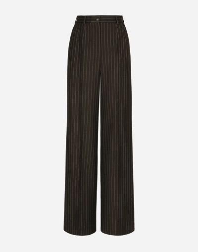 Dolce & Gabbana Wool Palazzo Pants In Striped