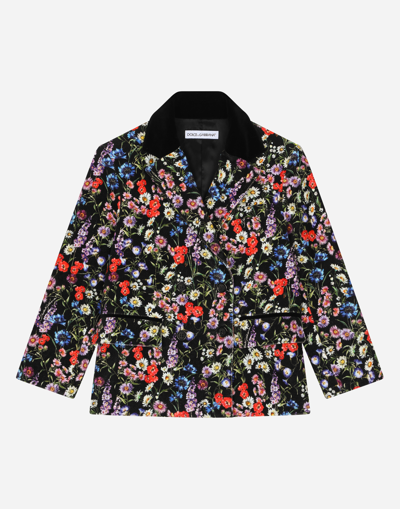 Dolce & Gabbana Double-breasted Printed Velvet Jacket