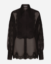 DOLCE & GABBANA ORGANZA TUXEDO SHIRT WITH LACE INSERTS