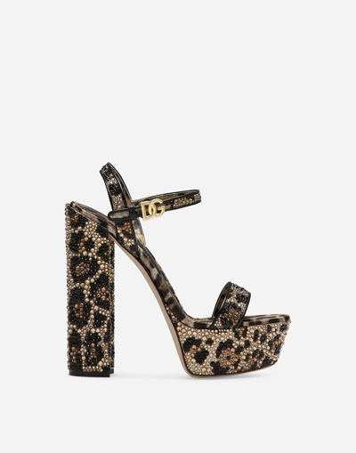 Dolce & Gabbana Satin Platform Sandals With Fusible Rhinestones
