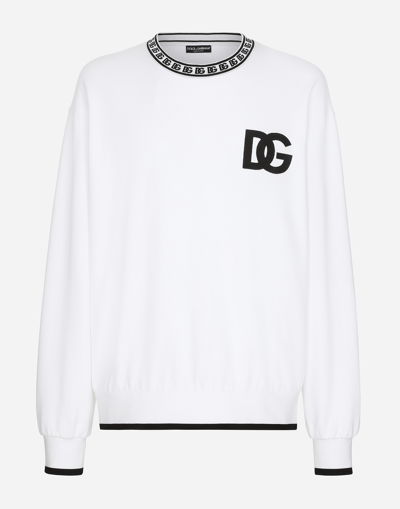 Dolce & Gabbana Logo-print Cotton Sweatshirt In White