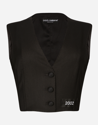 Dolce & Gabbana Number-patch Tailored Cropped Vest In Black