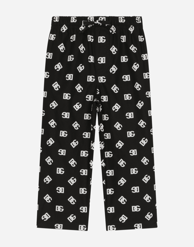 Dolce & Gabbana Poplin Pyjama Trousers With Dg Logo Print