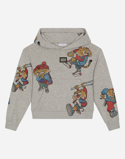 Dolce & Gabbana Kids' Hoodie With Mascot Print And Logo Tag