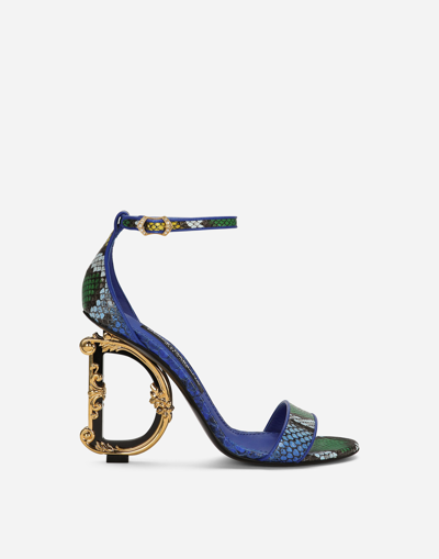 Dolce & Gabbana Python Skin Sandals With Baroque Dg Detail
