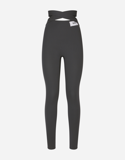 Dolce & Gabbana Crossover-strap High-waisted Leggings In Grey