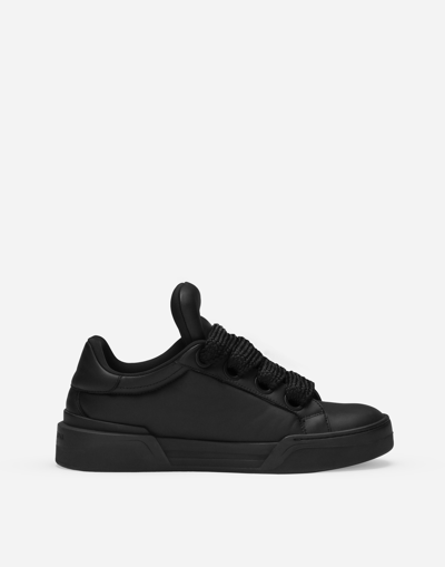 Dolce & Gabbana Nappa Leather Mega Skate Sneakers In Black