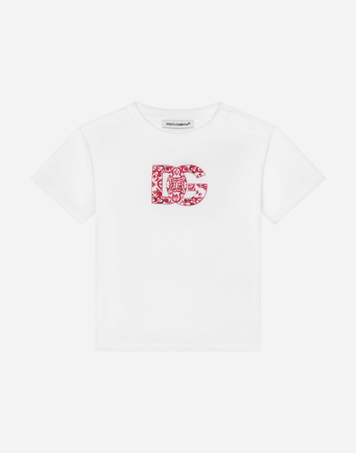 Dolce & Gabbana Babies' Short-sleeved Majolica-print Jersey T-shirt In White