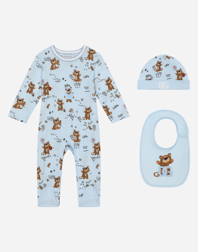 Dolce & Gabbana Babies' Graphic-print Three-piece Set In Blue