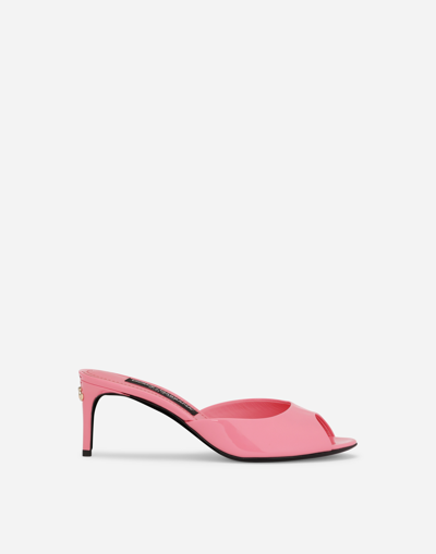Dolce & Gabbana Patent Leather Mules In Pink