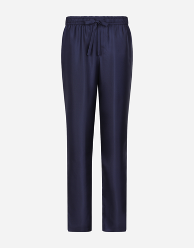 Dolce & Gabbana Silk Jogging Trousers With Dg Embroidered Patch