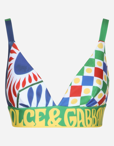 Dolce & Gabbana Carretto-print Technical Jersey Bra Top