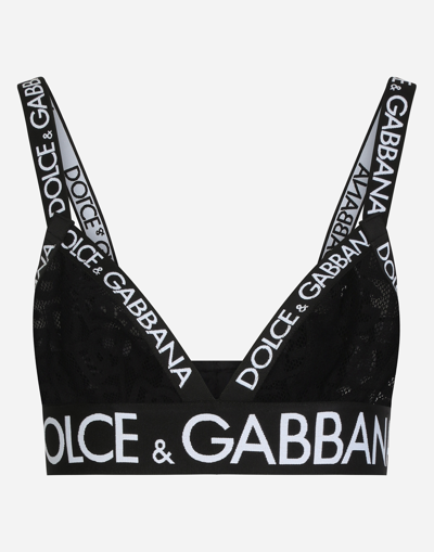 Dolce & Gabbana Jacquard Tulle Triangle Bra