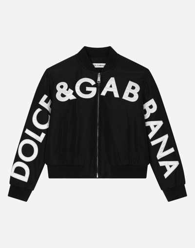 Dolce & Gabbana Kids' Logo-print Bomber Jacket In Black