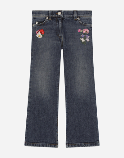Dolce & Gabbana 5-pocket Denim Trousers With Embroidery