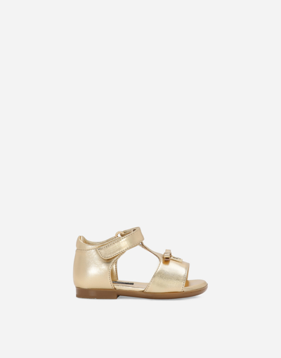 Dolce & Gabbana Babies' Foiled Leather First Steps Sandals