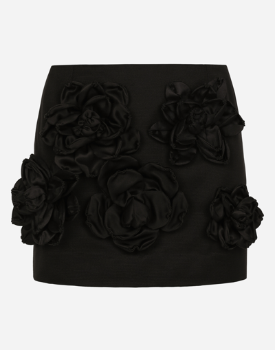 Dolce & Gabbana Dolce&gabbana Women Ottoman Miniskirt With Flowers In Black
