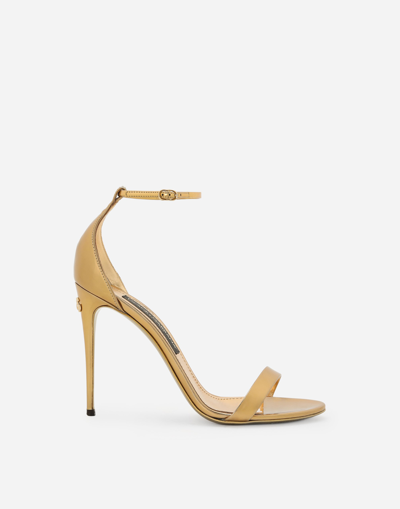 Dolce & Gabbana Mirrored-effect Calfskin Sandals In Yellow
