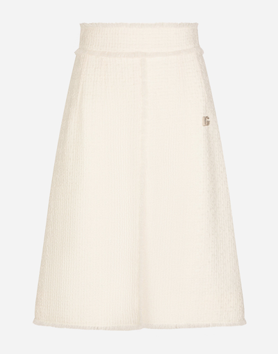 Dolce & Gabbana Raschel Tweed Midi Skirt With Central Slit