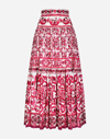 Dolce & Gabbana Maiolica Tiered Printed Cotton-poplin Maxi Skirt In Multicolor