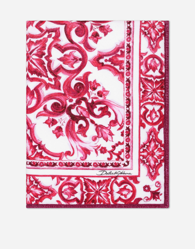 Dolce & Gabbana Majolica-print Terrycloth Beach Towel In Pink