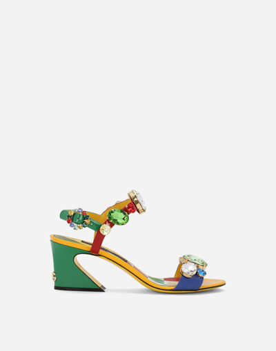 Dolce & Gabbana Patent Leather Sandals In Multi