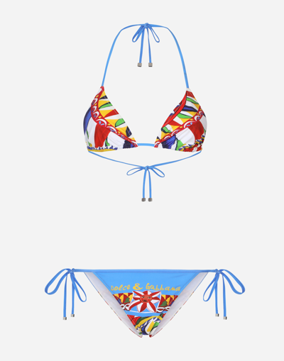 Dolce & Gabbana Carretto-print Triangle Bikini