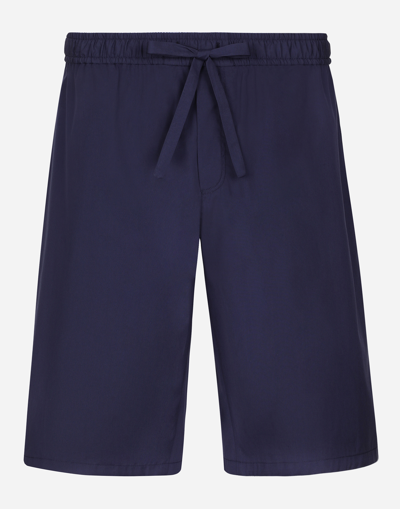 Dolce & Gabbana Cotton Jogging Shorts With Logo Tag In Blue