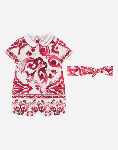 Dolce & Gabbana Babies' 2-piece Gift Set In Majolica-print Jersey