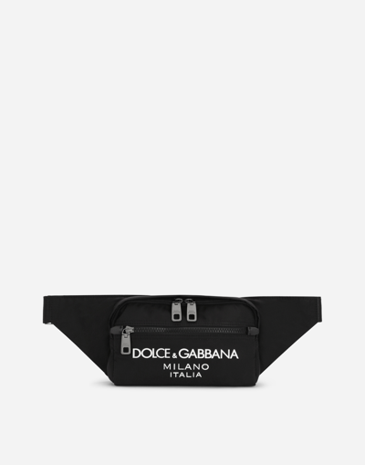 Dolce & Gabbana Small Nylon Belt Bag With Rubberized Logo