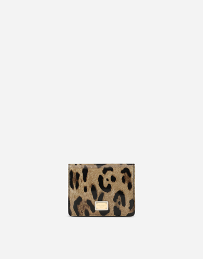 Dolce & Gabbana Polished Calfskin Wallet With Leopard Print