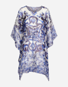 Dolce & Gabbana Short Majolica-print Chiffon Caftan In Multicolor