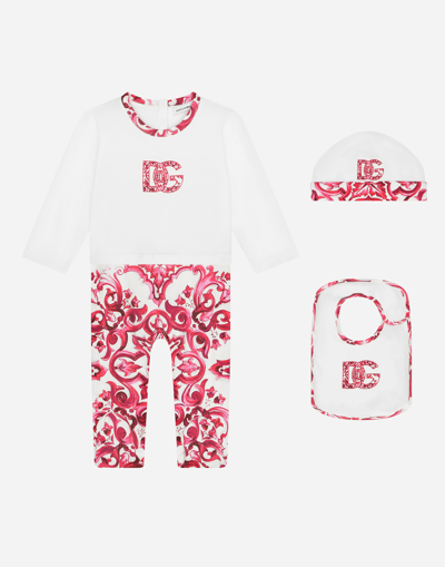 Dolce & Gabbana Babies' 3-piece Gift Set In Majolica-print Jersey