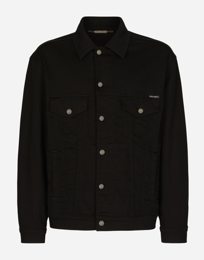 Dolce & Gabbana Dolce  Gabbana Logo Patch Padded Corduroy Jacket In Black